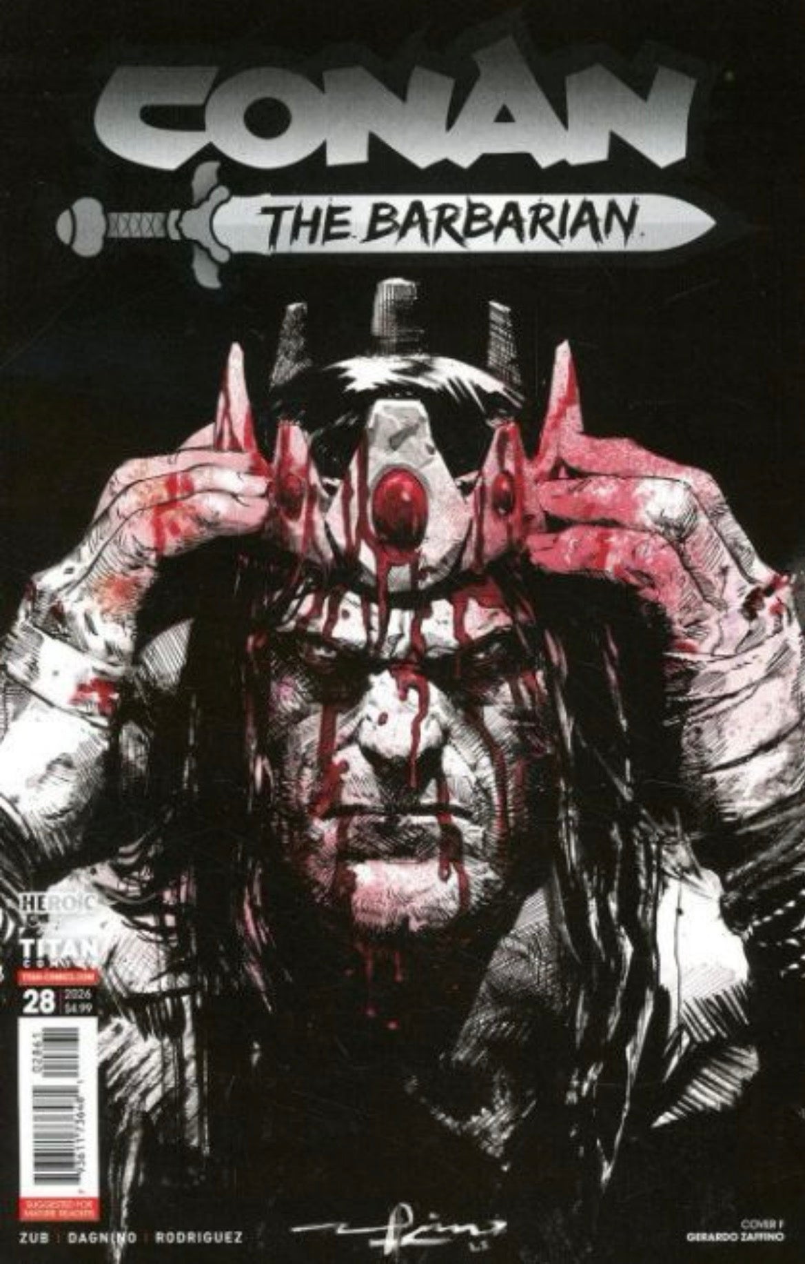 Conan the Barbarian (Titan Comics) #28 CVR F Gerardo Zaffino Bloody B&W
