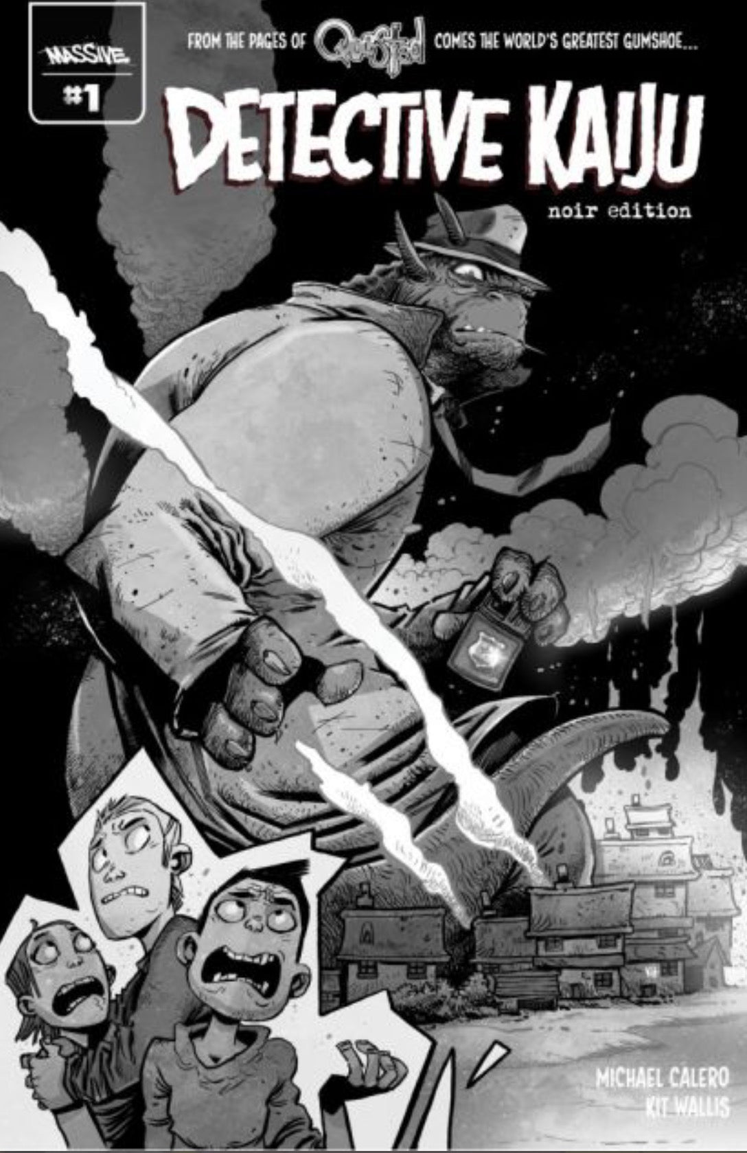 Detective Kaiju #1 CVR G Kit Wallis Exclusive Noir (Ltd. 1954)