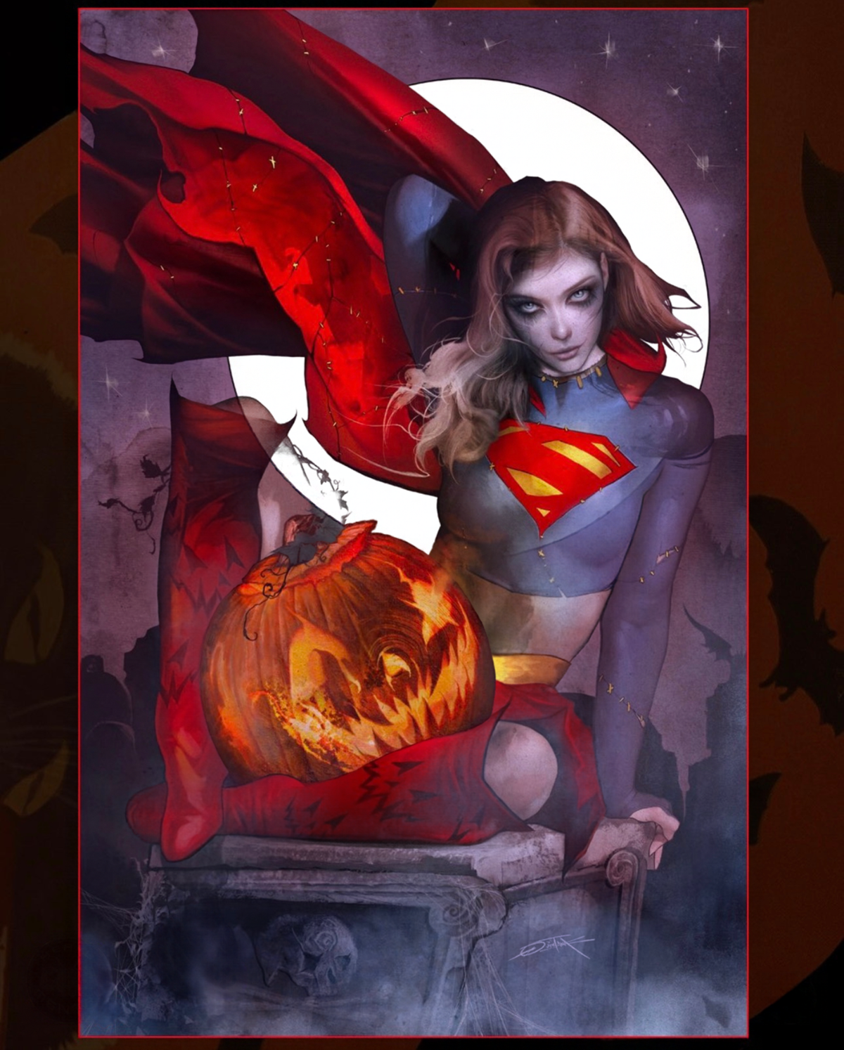 SUPERGIRL #18 CVR E DAN QUINTANA HALLOWEEN GLOW-IN-THE-DARK CARD STOCK